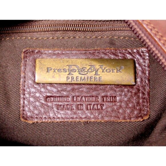 PRESTON YORK ITALY WOVEN KNITTED CORD BROWN GENUINE LEATHER SHOULDER BAG HANDBAG - Picture 9 of 12